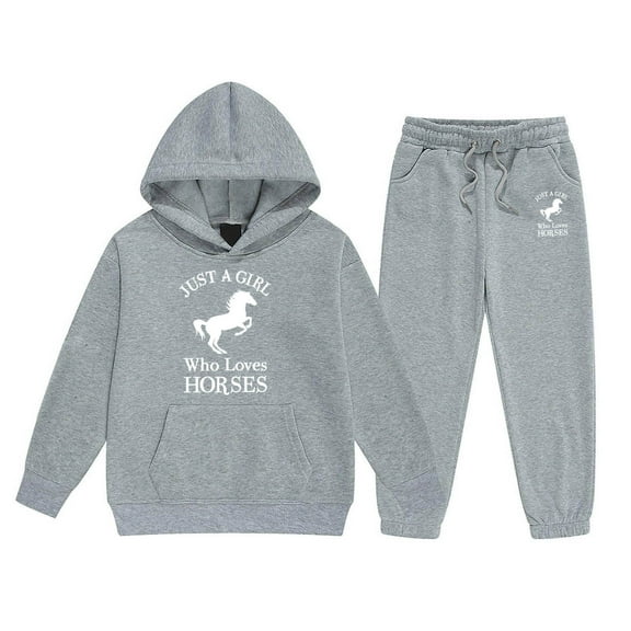 RTKFRFLM Girls 2 Piece Outfits Set Kids Letter Print Hoodie Pants Comfy Casual Outfit Loungewear For Daily Wear Clothing Sets,Size 4-5 Years