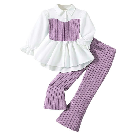 RTKFRFLM Girls 2 Piece Outfits Sets Asymmetrical Knit Top With Flared Pants Fall Toddler Kids Winter Clothes Clothing Sets,Size 5-6 Years