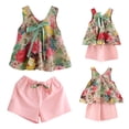 thumbnail image 1 of RTKFRFLM Girls 2-Piece Summer Set Sleeveless Floral Print Top and Matching Pink Pants Outfit Trendy Casual Fashionable Outfits and Playwear for Toddler and Little Girls Clothes, 1 of 7