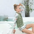 thumbnail image 1 of RTKFRFLM Girls 2-Piece Swimsuit Set Long Sleeve Rash Guard and Active Shorts Outfit Pink 4-5 Years, 1 of 5
