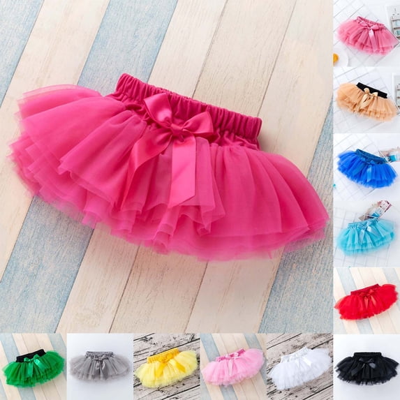 RTKFRFLM Girls Baby Girls Summer Tutu Skirt with Built-in Bloomers and Toddler Layered Tulle Skirt for Holiday Party and Birthday Elastic Waist Mini Skirt Outfits for Ages 0-24 Months
