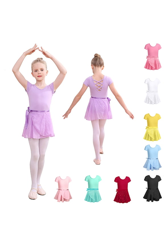 Girls Ballet Dance Performance Set 2 Piece Heart Print Leotard and Tutu Skirt Set for Kids Gymnastics Training Dance Class School Show Outfit Yellow 8-10 Years