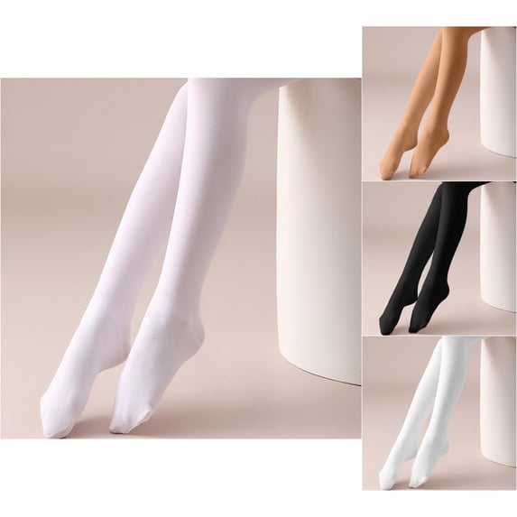 RTKFRFLM Girls Ballet Dance Tights Anti- Solid Color Footed Stockings for Dance Beige 7-9 Years