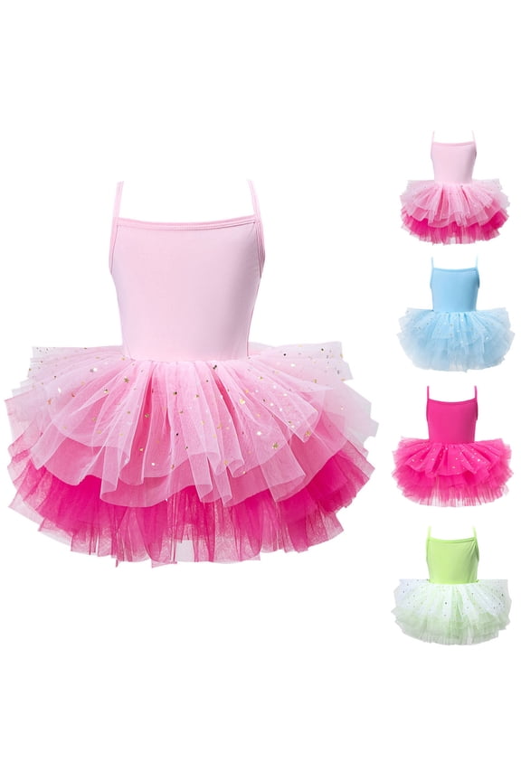 Girls Ballet Tutu Dress Spaghetti Strap Gymnastics Dance Leotard Light Green 2-4 Years