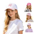 thumbnail image 1 of RTKFRFLM Girls Butterfly Embroidered Sequin Baseball Cap Outdoor Adjustable Sun Protection Hat 3-6 Years, 1 of 5