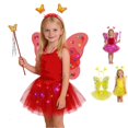 thumbnail image 1 of RTKFRFLM Girls Butterfly Fairy Set Dress Wings Wand Kids Fairy Dress Up Outfit Girls Clothing Set, 1 of 4