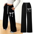 thumbnail image 1 of RTKFRFLM Girls Casual Straight Leg Sweatpants with Bow Back Pocket, Loose Fit Jogger Pants for Toddler, Youth, and Teen Black 8-9 years, 1 of 8