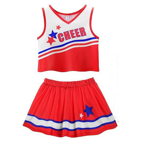 RTKFRFLM Girls Cheerleading Uniform Set Student Athletic Performance Dance Costume Blue A