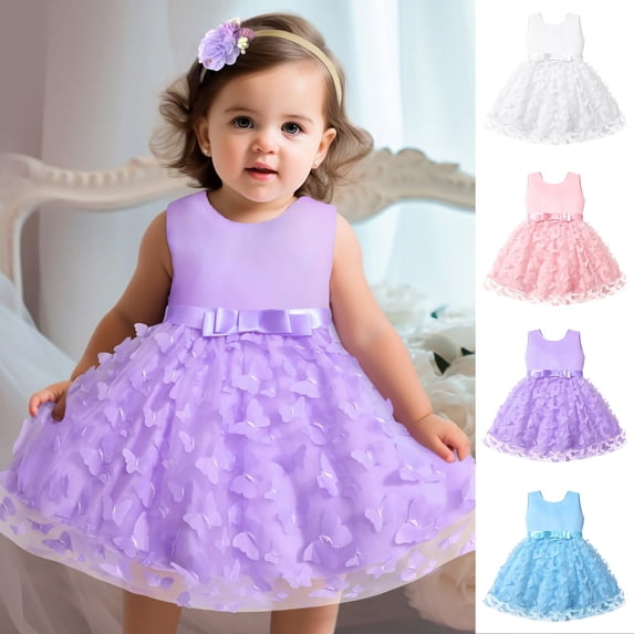 RTKFRFLM Girls Cold Shoulder Butterfly Mesh Dress Kids 1st Birthday Formal Party Gown Toddler Elegant Princess Tulle Tutu Dress for Wedding and Celebration Fashionable Special Occasion Wear
