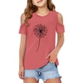 thumbnail image 1 of RTKFRFLM Girls Cold Shoulder Print T-Shirt for Ages 3-12 Years Kids Short Sleeve Open Shoulder Graphic Tee Top Trendy Summer Cotton Shirt Fashionable Cut-Out Shoulder Daily Playwear, 1 of 6