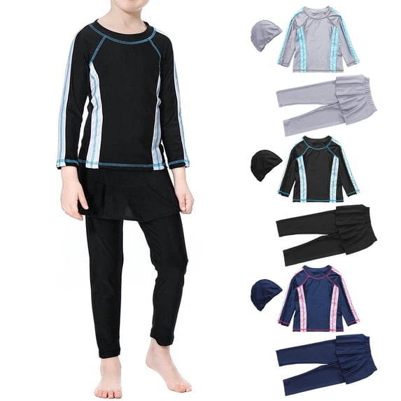RTKFRFLM Girls Conservative Long Sleeve Rash Guard Set with Pants Summer Pool Beach Outfit for Kids Full Coverage Swimwear