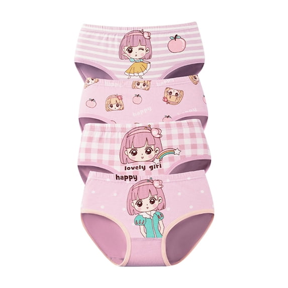 RTKFRFLM Girls Cotton Panties Cute Cartoon Printed Briefs Underwear for Toddlers Purple 7-9 Years