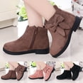thumbnail image 1 of RTKFRFLM Girls Fashionable Ankle Boots Low Top Princess Snow Boots for Winter Black 34, 1 of 4
