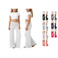 thumbnail image 1 of RTKFRFLM Girls Flare Yoga Pants Foldover Waist Wide Leg Relaxed Fit Joggers Grey 13-14 Years, 1 of 7