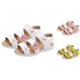 thumbnail image 1 of RTKFRFLM Girls Floral Sandals Three-Flower Decor Soft Sole Princess Beach Shoes Pink 3-3.5 Years, 1 of 6