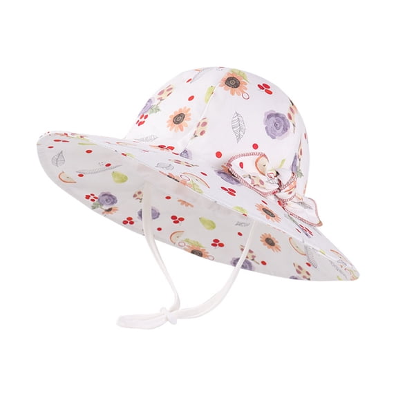 RTKFRFLM Girls Floral Sun Hat Wide Brim Bowknot Breathable Summer Beach Cap Purple 0-6 Months