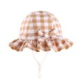 thumbnail image 1 of RTKFRFLM Girls Gingham Sun Hat Short Brim Bowknot Cotton Breathable Summer Cap Navy 0-6 Months, 1 of 3