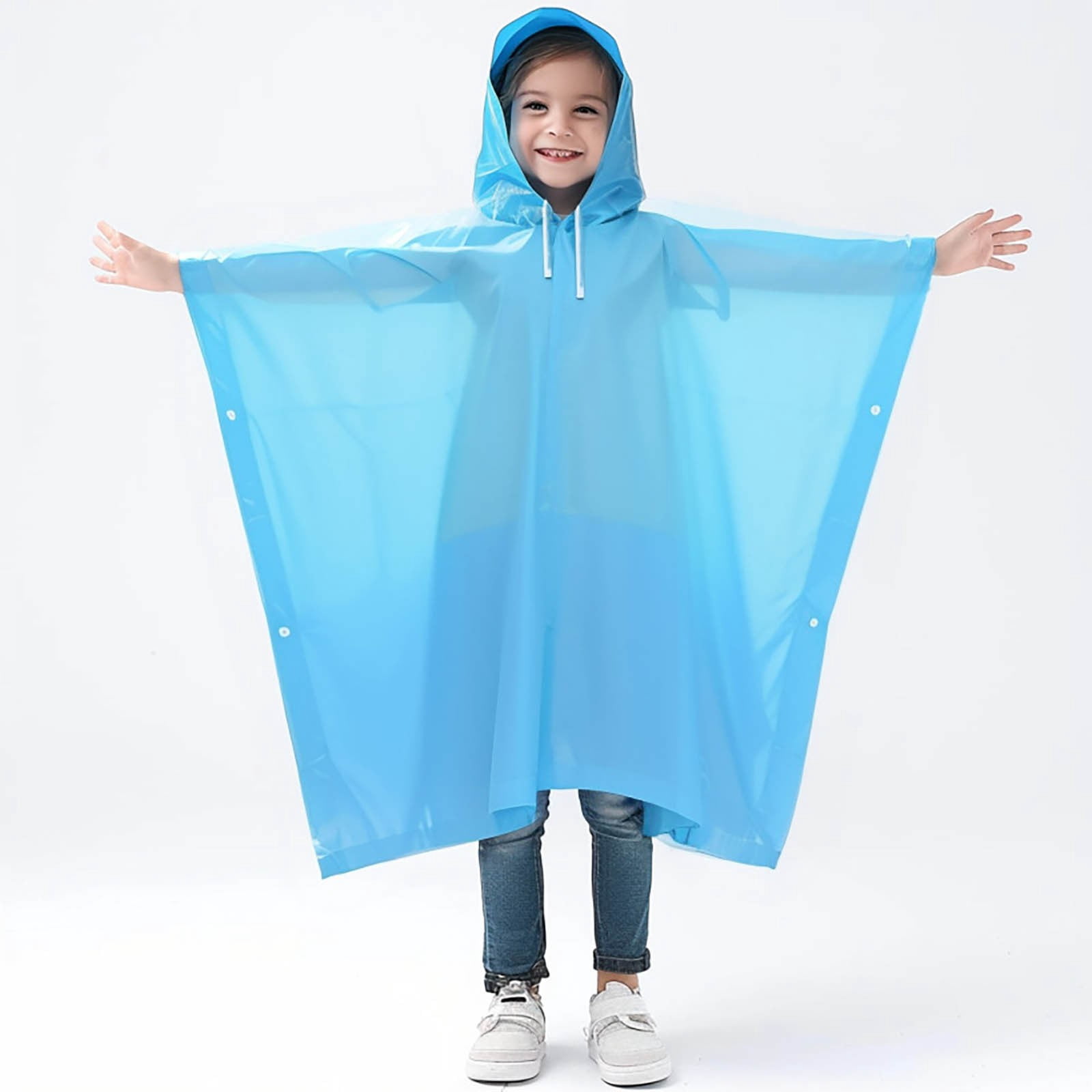RTKFRFLM Girls Hooded Poncho Transparent Waterproof Cape Sleeveless ...