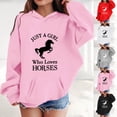 thumbnail image 1 of RTKFRFLM Girls Horse Graphic Hoodie Long Sleeve Pullover Sweatshirt with Pockets Pink 8-9 Years, 1 of 4