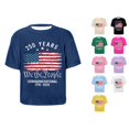 thumbnail image 1 of RTKFRFLM Girls Independence Day T-Shirt US Flag Red White Blue Graphic Crewneck Short Sleeve Summer Holiday Tee 5-14 Years, 1 of 4
