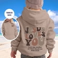 thumbnail image 1 of RTKFRFLM Girls JESUS Letter Print Hoodie Religious Graphic Long Sleeve Pullover Sweatshirt Khaki 4-5 Years, 1 of 3