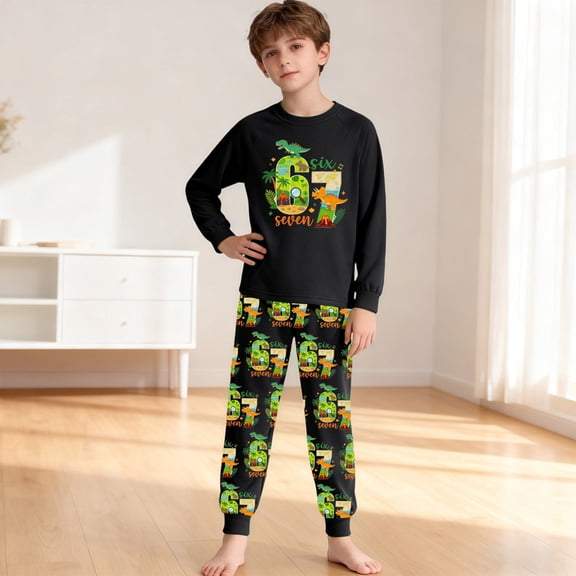 RTKFRFLM Girls Kids 2-Piece Pajama Set Long Sleeve 67 Doodle Print Soft Sleepwear Nightwear for 2-10 Years