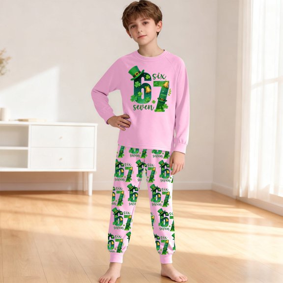 RTKFRFLM Girls Kids 2-Piece Pajama Set Long Sleeve 67 Doodle Print Soft Sleepwear Nightwear for 2-10 Years