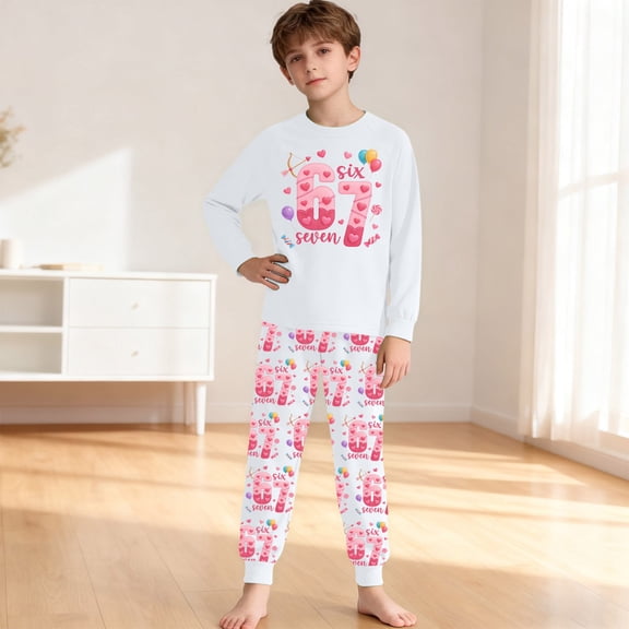RTKFRFLM Girls Kids 2-Piece Pajama Set Long Sleeve 67 Doodle Print Soft Sleepwear Nightwear for 2-10 Years