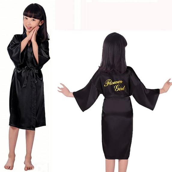 RTKFRFLM Girls Kids Kimono Robe 3/4 Sleeve Floral Embroidered Lightweight Wedding Pageant Flower Girl Cover Up Robe