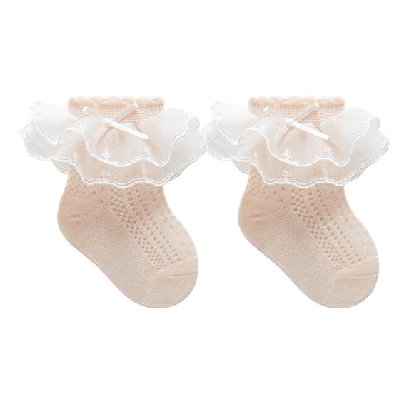 RTKFRFLM Girls Lace Mesh Socks Combed Cotton Breathable Ruffle Socks for White 0-12 Months
