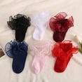 thumbnail image 1 of RTKFRFLM Girls Lace Socks Ruffle Trim Cotton Princess Dress Socks Beige Over 10 years old, 1 of 3