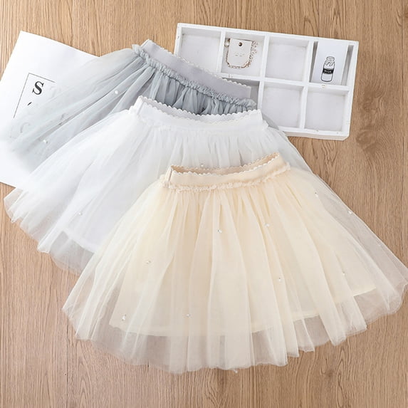 RTKFRFLM Girls Layered Tutu Skirt Mesh Tulle Princess Skirt with Cotton Lining Grey 5-6 Years