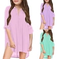 thumbnail image 1 of RTKFRFLM Girls Long Sleeve Chiffon Beach Cover-Up Kids Solid Color Sun Protection Swim Top Children's Lightweight Sheer Poolside Wrap Dress Fashionable Vacation Wear for Ages 6-14 Years, 1 of 7