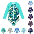 thumbnail image 1 of RTKFRFLM Girls Long Sleeve One Piece Rash Guard Kids Zippered Floral Print Swimsuit Full Coverage Sun Protection Bathing Suit Summer Beach Bikini Swimwear, 1 of 4