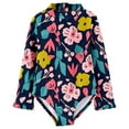 thumbnail image 1 of RTKFRFLM Girls Long Sleeve One Piece Swimsuit Kids Cartoon Floral Print Rash Guard Bathing Suit Full Coverage Sun Protection Bikini Swimwear for Little Girls, 1 of 6