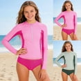 thumbnail image 1 of RTKFRFLM Girls Long Sleeve Rash Guard Set 2-Piece Sun Protection Swim Shirt & Bottoms for Ages 7-16 UV Swimwear, 1 of 5