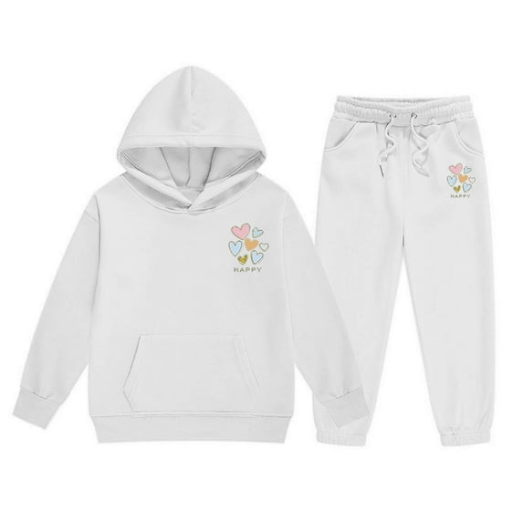 RTKFRFLM Girls Outfit 2 Piece Hoodie And Pants Set Kids Casual Outfit Letter Print Sweatshirt Outfit Joggers Comfy Toddler Winter Clothes Clothing Sets,Size 10-11 Years