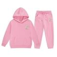thumbnail image 1 of RTKFRFLM Girls Outfit 2 Piece Hoodie And Pants Set Kids Casual Outfit Letter Print Sweatshirt Outfit Joggers Comfy Toddler Winter Clothes Clothing Sets,Size 12-13 Years, 1 of 4