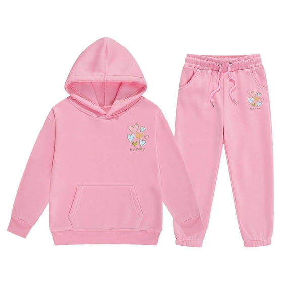 RTKFRFLM Girls Outfit 2 Piece Hoodie And Pants Set Kids Casual Outfit Letter Print Sweatshirt Outfit Joggers Comfy Toddler Winter Clothes Clothing Sets,Size 12-13 Years