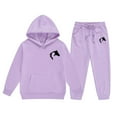 thumbnail image 1 of RTKFRFLM Girls Outfits Set Cute Letter Print Hoodie And Pants Comfy Casual Outfit For Toddler Kids Winter Wear Clothes Sets,Size 8-9 Years, 1 of 4