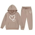 thumbnail image 1 of RTKFRFLM Girls Outfits Set Winter Fleece Hoodie And Joggers Comfy Casual Kids Clothes With Stylish Print For Toddler Teen Clothes Sets,Size 8-9 Years, 1 of 4