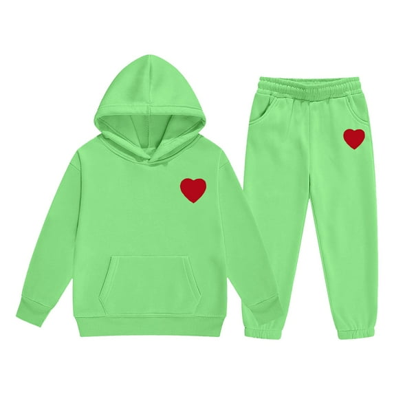 RTKFRFLM Girls Outfits Set Winter Fleece Hoodie And Joggers Comfy Casual Kids Clothes With Stylish Print For Toddler Teen Clothes Sets,Size 10-11 Years