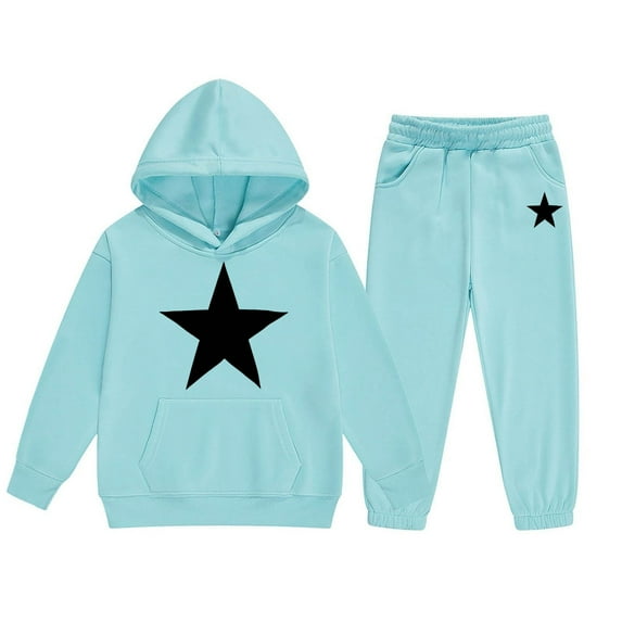 RTKFRFLM Girls Outfits Set Winter Fleece Hoodie And Joggers Comfy Casual Kids Clothes With Stylish Print Toddler Teen Fall Winter Clothes Clothes Sets,Size 8-9 Years