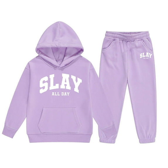 RTKFRFLM Girls Outfits Set Winter Fleece Hoodie And Joggers Comfy Casual Kids Clothes With Stylish Print Toddler Teen Fall Winter Clothes Clothing Sets,Size 8-9 Years