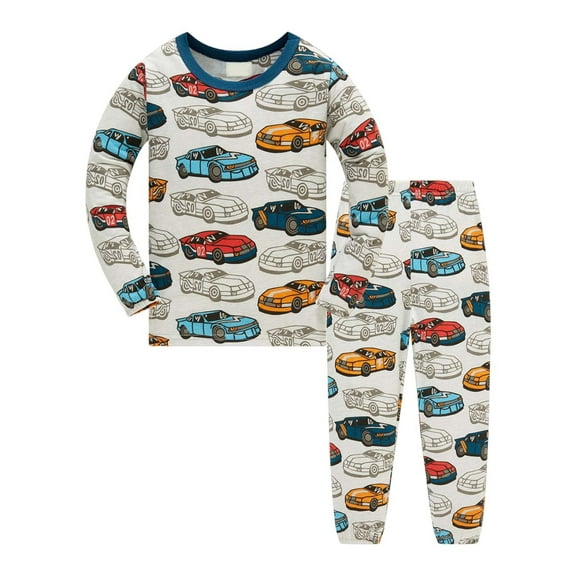 RTKFRFLM Girls Pajamas Boys Cartoon Pajama Set Long Sleeve Long Pants Kids Homewear Outfit Sleepwear Pjs Sleepwear Loungewear,Size 5 Years-6 Years