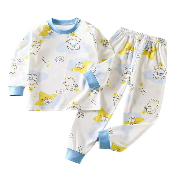 RTKFRFLM Girls Pajamas Fall Long Sleeved Long Pants Set Pure Home Wear Boys Baby Underwear Winter Pjs Sleepwear Loungewear,Size 1 Years-2 Years
