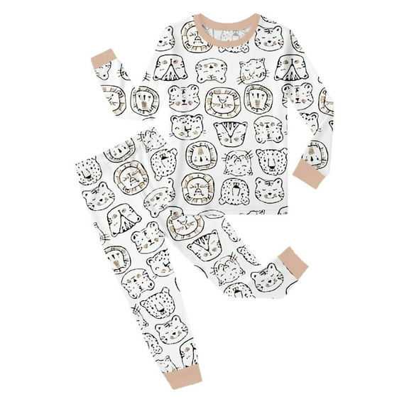 RTKFRFLM Girls Pajamas Pajama Set Soft Sleepwear Cute Print Round Neck 2 Piece Outfit Kids Nightwear Pjs Sleepwear Loungewear,Size 2 Years-3 Years