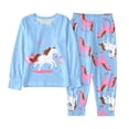 thumbnail image 1 of RTKFRFLM Girls Pajamas Winter Sleepwear Set Long Sleeve Pajamas With Cartoon White Horse Print Loungewear Kids Soft 2 Piece Outfit Pjs Sleepwear Loungewear,Size 5 Years-6 Years, 1 of 5