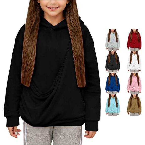 RTKFRFLM Girls Pet Carrier Hoodie Kids Cat Dog Pouch Sweatshirt with Kangaroo Pocket Cute Animal Holder Active Pullover Tops for 3-14 Years