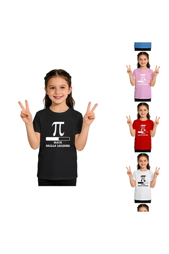 Girls Pi Day Math T-Shirt Geek Science Formula Graphic Crewneck Short Sleeve School Education Tee Top 1-13 Years